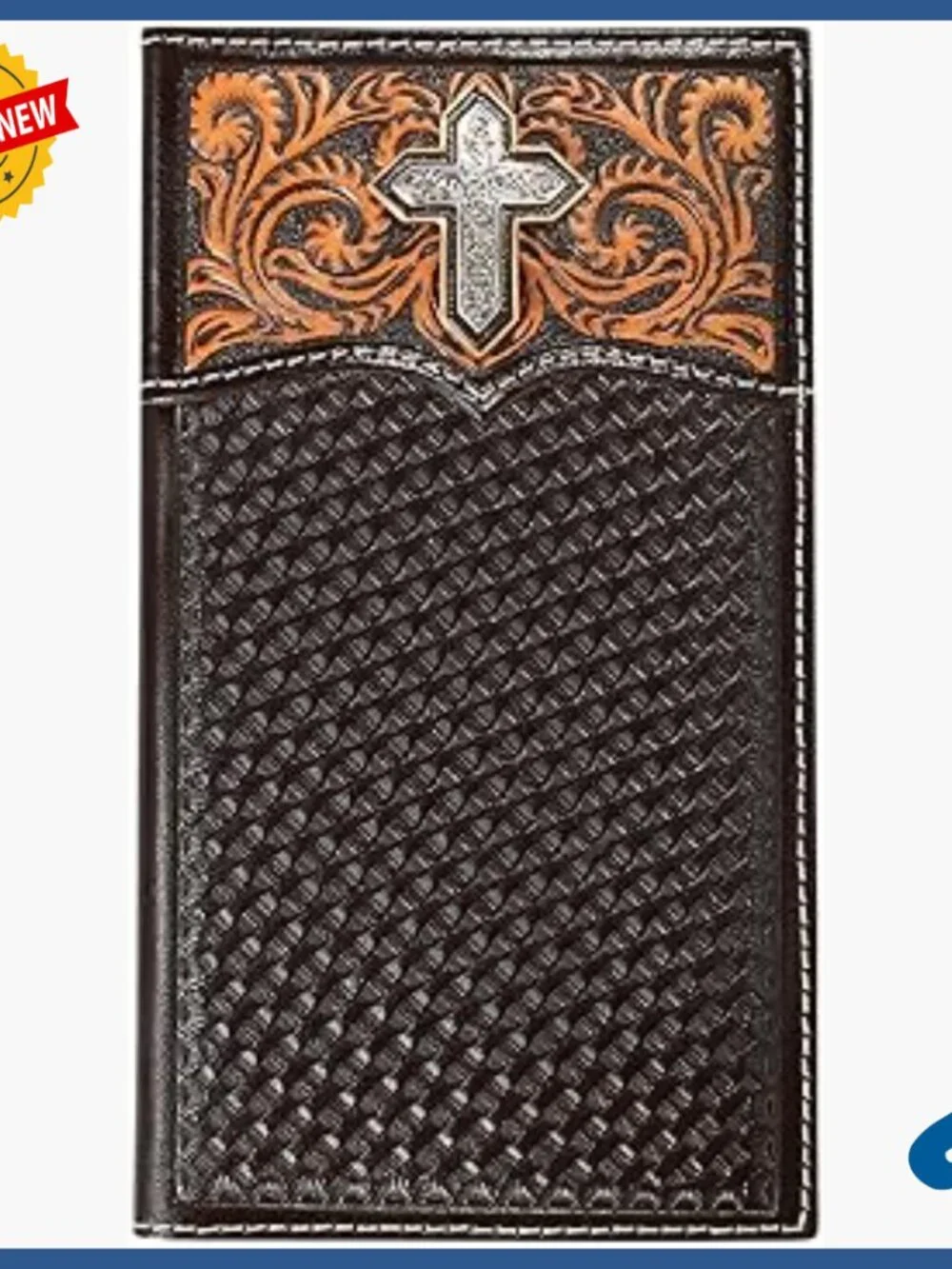 Genuine Leather Bi-Fold Wallet with Checkbook Holder and ID Pocket